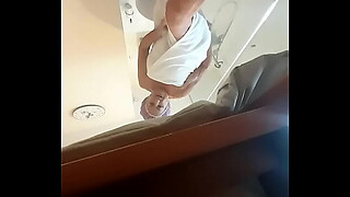 Aging grandma indulges in risky bathroom encounter, leading to intense anal excitement.