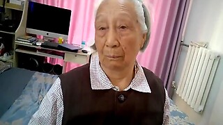 Elderly Asian grandmother engages in passionate sex and receives creampie.